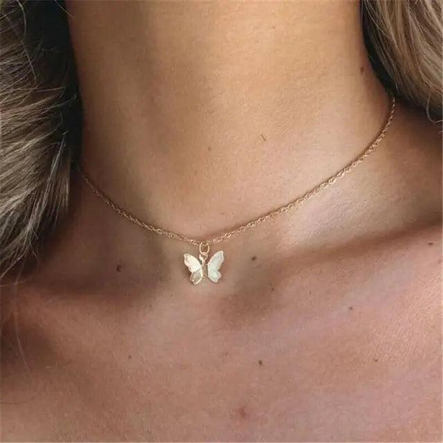 Sterling Butterfly Choker Necklace Hip Hop Link Chain For Women And Girls Vintage Style Female Gift Jewlery - 13