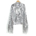 Sterlling Women’s Tassel Sequin Jacket Autumn Winter Streewear Rock Stylish Long - sleeved Silver Reflective Jacket