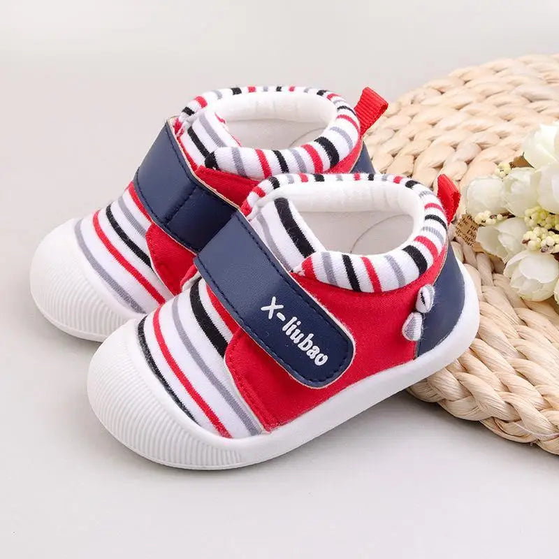 Striped baby toddler shoes non-slip soft bottom velcro - STEVVEX Baby - 7, baby, baby boys, baby footwear, baby girls, baby shoes, baby soft shoes, children shoes, footwear, infant shoes, kids shoes, toddlers shoes - Stevvex.com