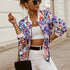 Stunning Flower Print Long Sleeve Women’s Bomber Jacket Fashionable Zipper Up Vintage Coat Tops Elegant Slim Basic