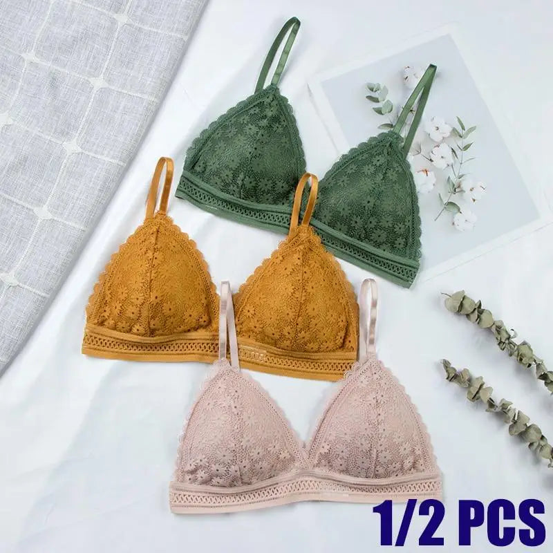 Stunning Hot Look Women’s Lace Bra No Steel Ring Beauty Back comfor Wrapped Chest Comfortable Daisy Brassiere Stretch