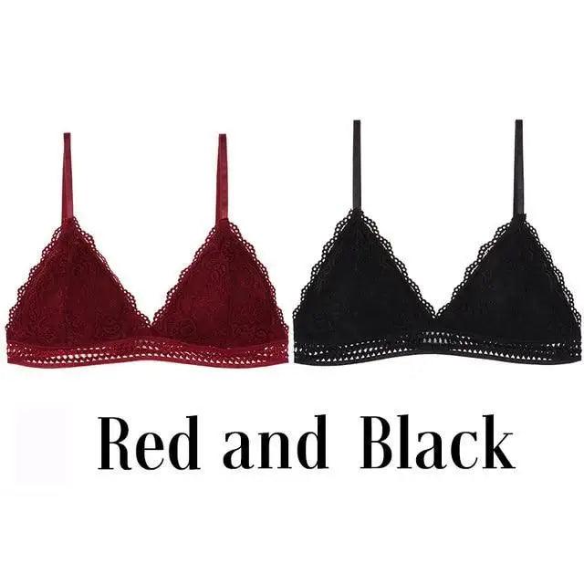 Stunning Women’s French Style Lace Bra Girls Triangle Cup Lingerie With Deep V Wireless Underwear Soft Thin Seamless