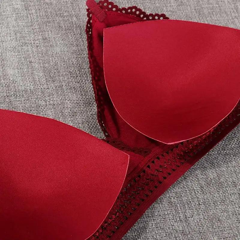 Stunning Women’s French Style Lace Bra Girls Triangle Cup Lingerie With Deep V Wireless Underwear Soft Thin Seamless