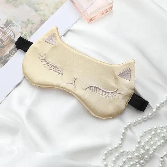 Stylish Cat Eye And Ear Design Pure Silk Double - side Shading Eyeshade Sleeping Eye Mask Blindfolds Eyeshade Health