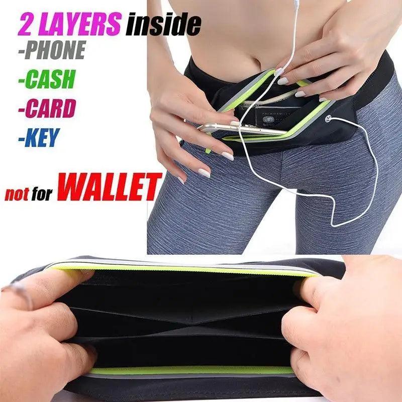 Stylish Hidden Waist Bag Sports Phone Men’s Belt Bag Ultra - Thin Waterproof Mini Fanny Pack Black Reflective Runners