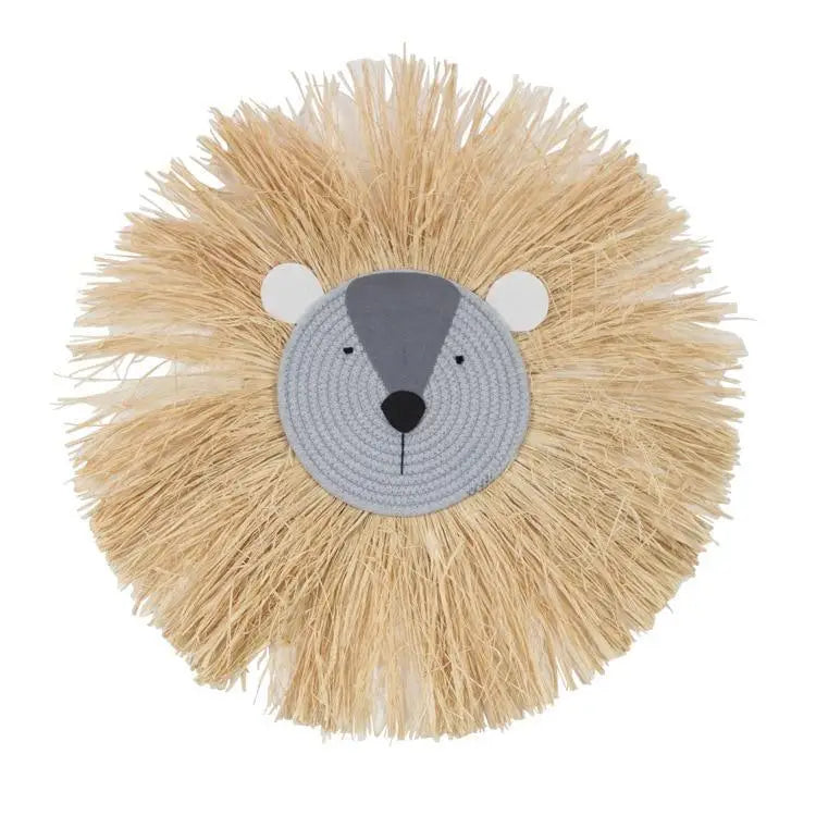 Stylish Interior Hand Woven Cartoon Lion Hanging Decorations Cotton Thread Weaving Animal Head Ornament Children room