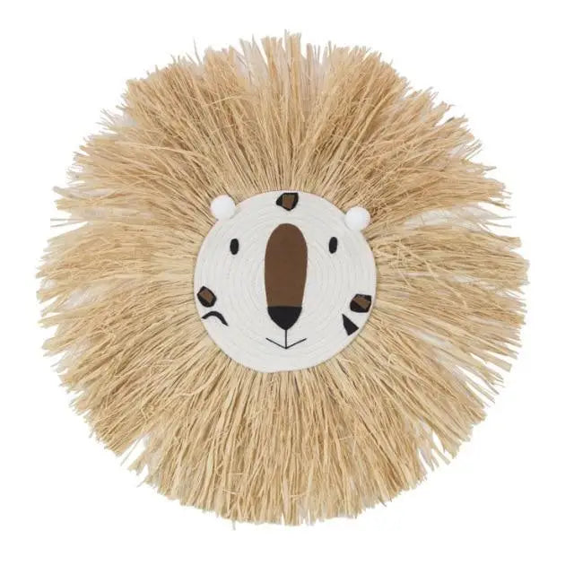 Stylish Interior Hand Woven Cartoon Lion Hanging Decorations Cotton Thread Weaving Animal Head Ornament Children room