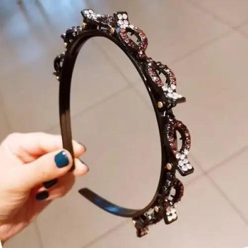 Stylish Pearl Rhinestone Braider Hair Band Weave Head Hoop Styling Tool Beaded Hair Headbands Fashion Double Bangs