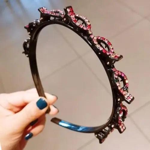 Stylish Pearl Rhinestone Braider Hair Band Weave Head Hoop Styling Tool Beaded Hair Headbands Fashion Double Bangs