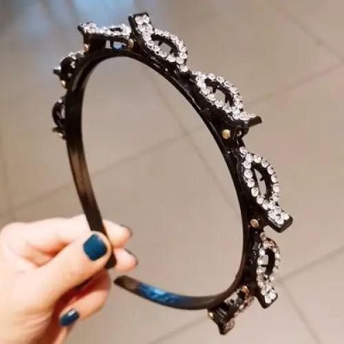 Stylish Pearl Rhinestone Braider Hair Band Weave Head Hoop Styling Tool Beaded Hair Headbands Fashion Double Bangs