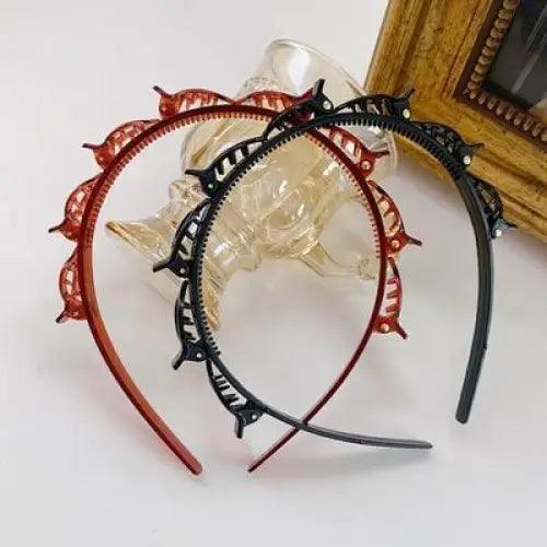 Stylish Pearl Rhinestone Braider Hair Band Weave Head Hoop Styling Tool Beaded Hair Headbands Fashion Double Bangs