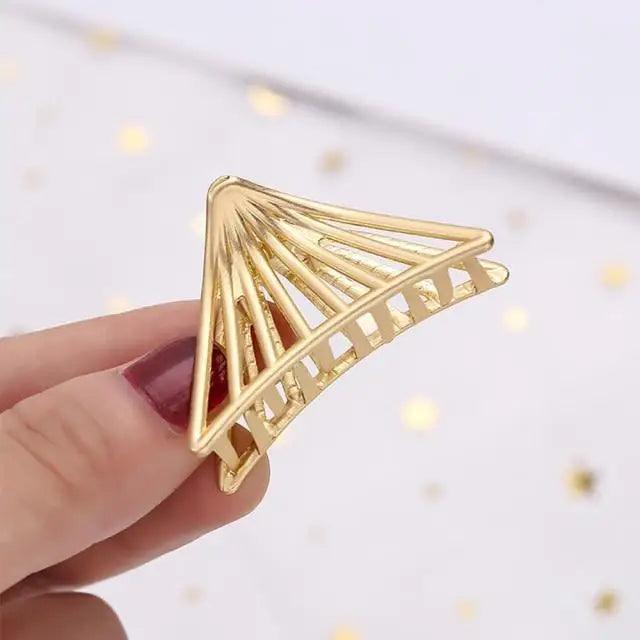 Stylish Solid Color Retro Women Hair Claw Moon Heart Geometric Shapes Hair Clips For Women Cute Metal Gold Hair