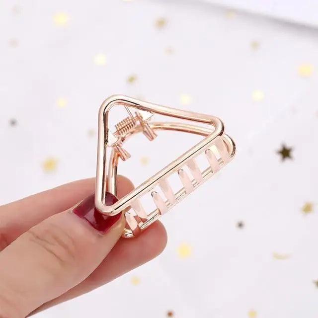 Stylish Solid Color Retro Women Hair Claw Moon Heart Geometric Shapes Hair Clips For Women Cute Metal Gold Hair