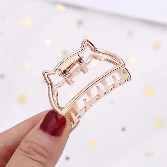 Stylish Solid Color Retro Women Hair Claw Moon Heart Geometric Shapes Hair Clips For Women Cute Metal Gold Hair