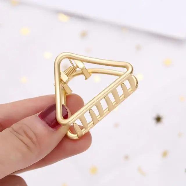 Stylish Solid Color Retro Women Hair Claw Moon Heart Geometric Shapes Hair Clips For Women Cute Metal Gold Hair