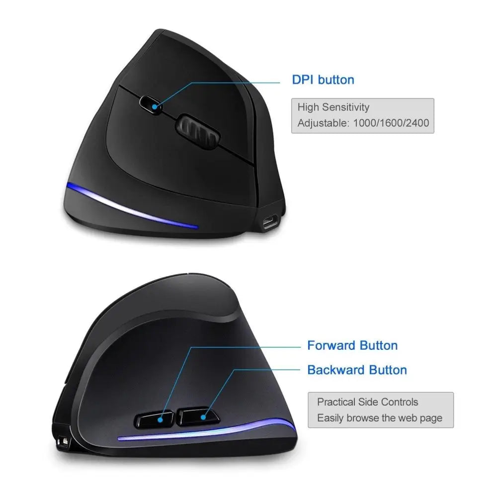 Stylish Vertical Wireless Mouse Game Rechargeable Ergonomic Mouse Modern Design RGB Optical USB Mice For Windows Mac