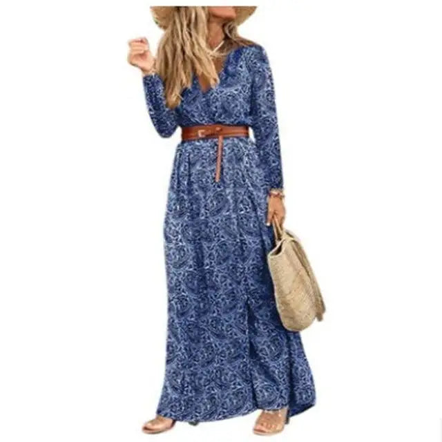 Summer Beach Stylish Womens Dress Long Casual V-Neck Party Comfort Fashion Women Dress - ALLURELATION - 578, Beach Dress, Casual Women Dress, Comfort Dress, Dress, Fashion Dress, Long Dress, Luxury Dress, Party Dress, Stylish Dress, Summer Dress, Women Dress, Womens Dress - Stevvex.com