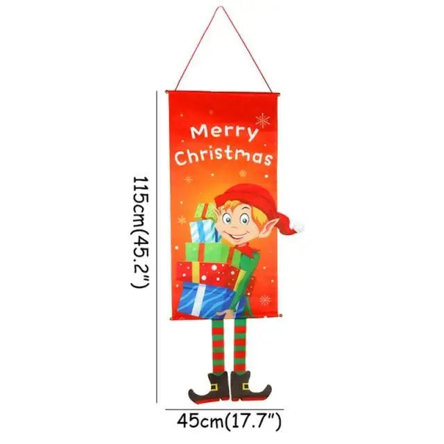 Super Cute Merry Christmas Decorations For Home Ornaments Garland New Year Xmas Door Decor Hanging Cloth Gifts - 1pcs