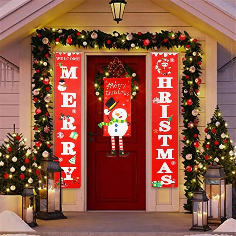 Super Cute Merry Christmas Decorations For Home Ornaments Garland New Year Xmas Door Decor Hanging Cloth Gifts