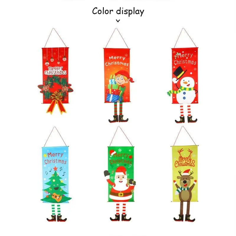 Super Cute Merry Christmas Decorations For Home Ornaments Garland New Year Xmas Door Decor Hanging Cloth Gifts