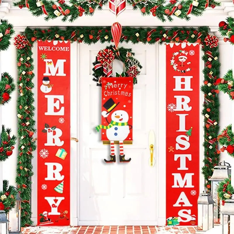 Super Cute Merry Christmas Decorations For Home Ornaments Garland New Year Xmas Door Decor Hanging Cloth Gifts