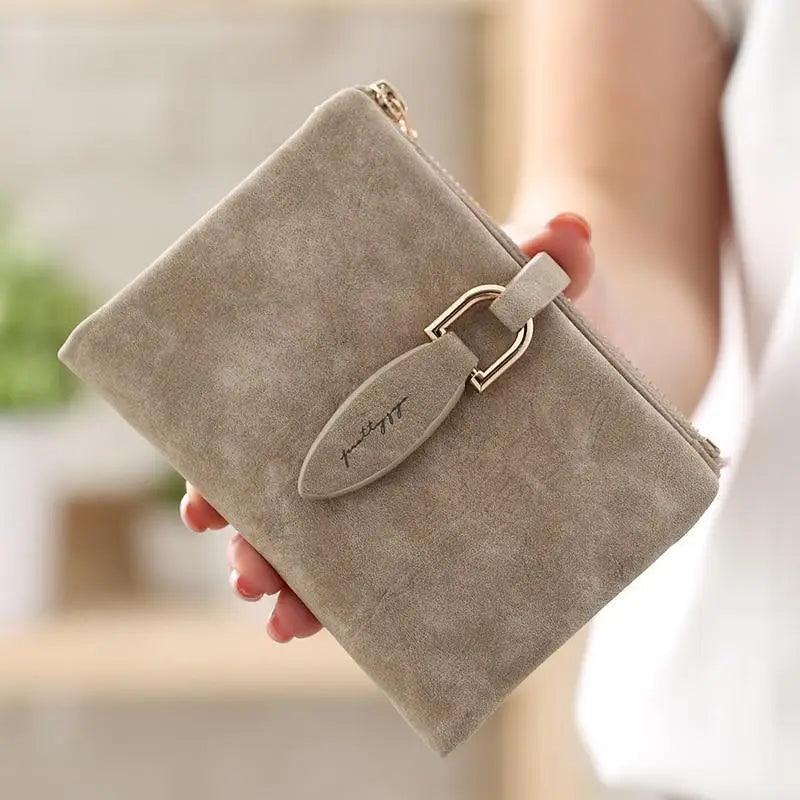 Super Cute Short Purses Vintage Style PU Leather Lady Short Clutch Small Matte Wallet For Women And Girls - ALU92995IJK