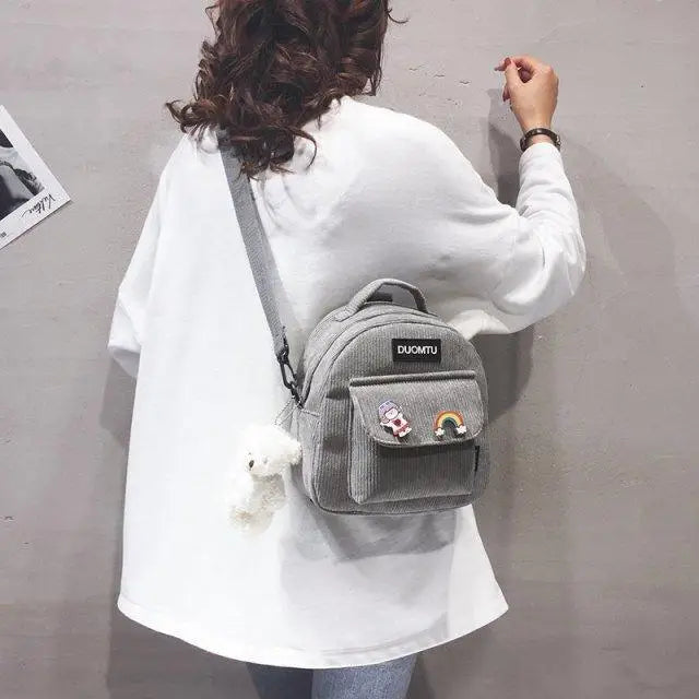 Super Cute Small Backpack Female Nice Shoulder Bags Multi - purpose Ladies Backpacks Travel Bag for Girls - Gray