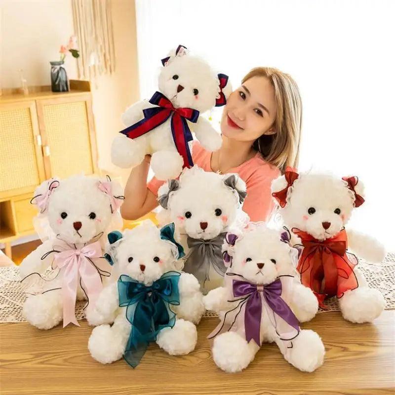 Superior Quality Cute Teddy Bear With Dress Plush Doll Stuffed Animals Kids Toys Room Decor Christmas,VE Valentine