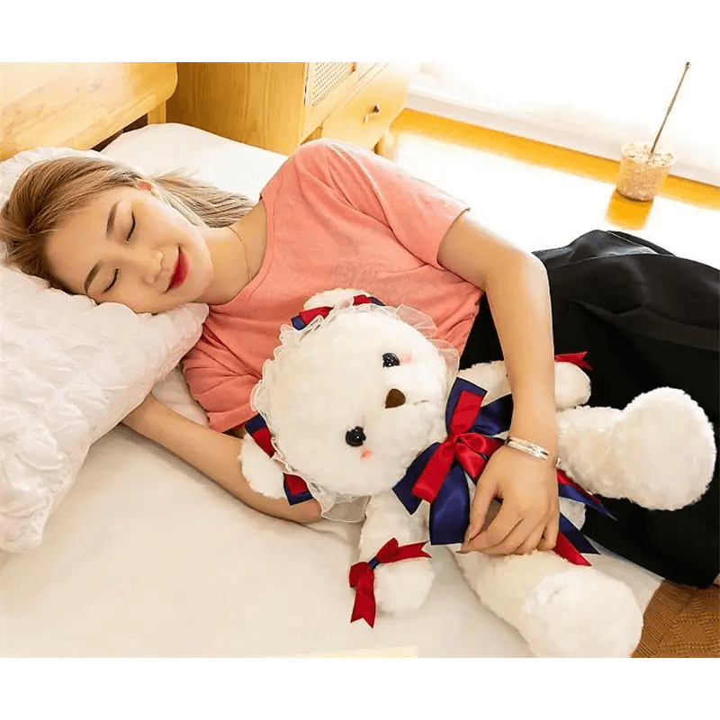 Superior Quality Cute Teddy Bear With Dress Plush Doll Stuffed Animals Kids Toys Room Decor Christmas,VE Valentine