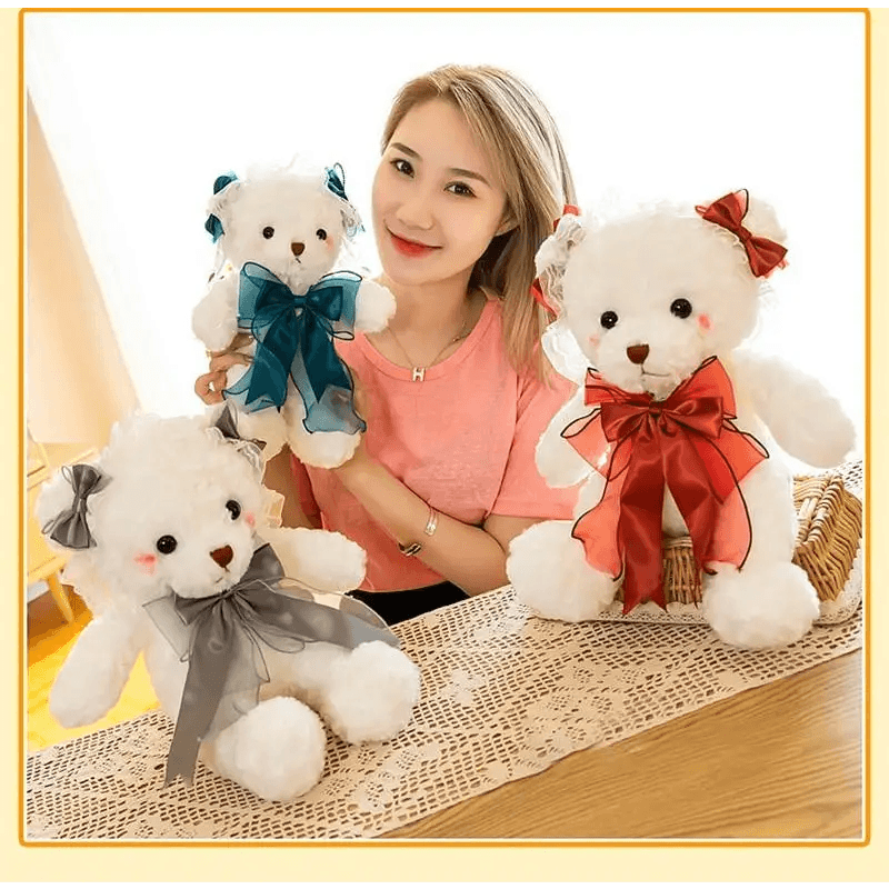 Superior Quality Cute Teddy Bear With Dress Plush Doll Stuffed Animals Kids Toys Room Decor Christmas,VE Valentine