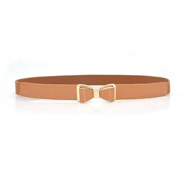 Thin Elastic Stretch Women Buckle Skinny Fashion Belts Metal Leaf Buckle Design Belts For Ladies - 12 - STIL7698NCVXN