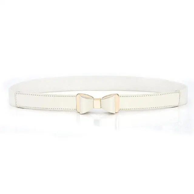 Thin Elastic Stretch Women Buckle Skinny Fashion Belts Metal Leaf Buckle Design Belts For Ladies - 11 - STIL7698NCVXN