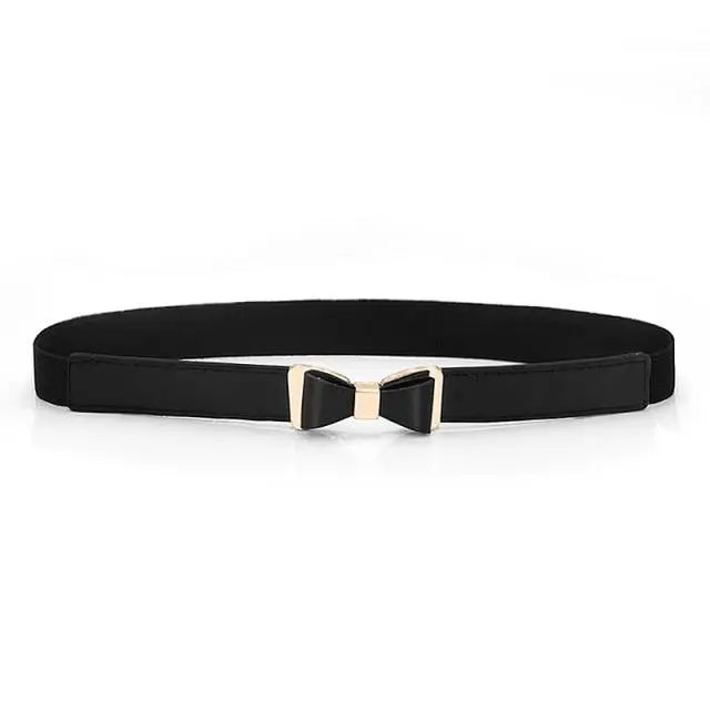 Thin Elastic Stretch Women Buckle Skinny Fashion Belts Metal Leaf Buckle Design Belts For Ladies - 10 - STIL7698NCVXN