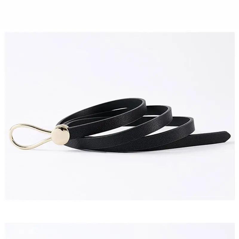 Thin Golden Buckle PU Leather Strap Belts For Women Casual Dress Luxurious Ladies Waist Belt - STIL9477BCVCT