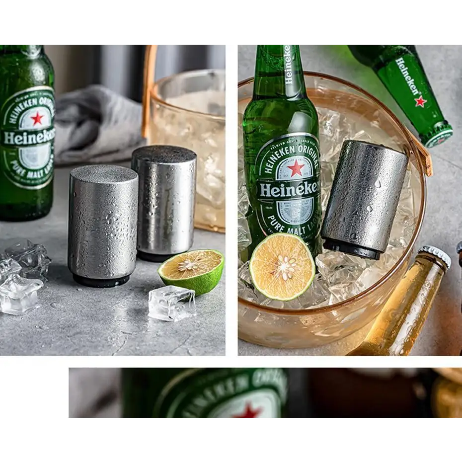 Top Quality Automatic Beer Bottle Opener Magnet Beer Opener Stainless Steel Push Down Opener Wine Beer Soda Cap Opener