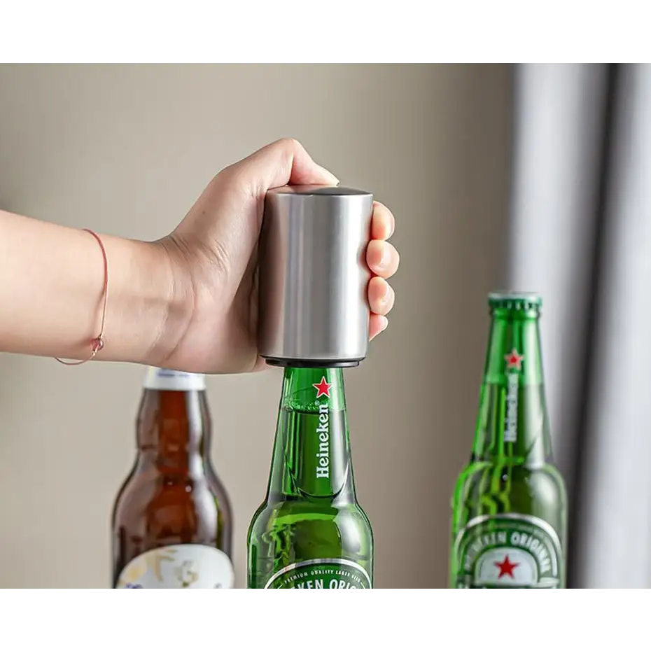 Top Quality Automatic Beer Bottle Opener Magnet Beer Opener Stainless Steel Push Down Opener Wine Beer Soda Cap Opener