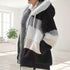 Top Quality Plus Size Jacket Women Autumn Winter Long Sleeve Color Block Zipper Fluff Hooded Warm Coat Jacket