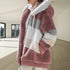 Top Quality Plus Size Jacket Women Autumn Winter Long Sleeve Color Block Zipper Fluff Hooded Warm Coat Jacket