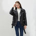 Top Quality PU Faux Leather Jacket Women Loose Sashes Casual Biker Jackets Outwear Female Tops BF Style Black Leather