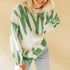 Top Quality Women Knitted Sweater Vintage Green Striped Print Sweater Oversized Pullovers Winter Streetwear Long