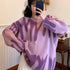 Top Quality Women Knitted Sweater Vintage Green Striped Print Sweater Oversized Pullovers Winter Streetwear Long