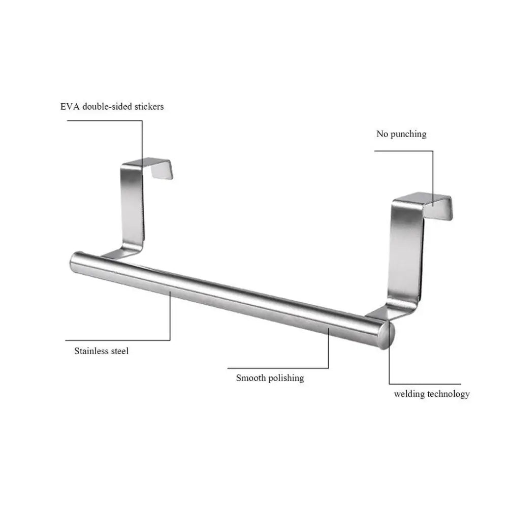 Towel Rack Over Door Towel Bar Hanging Holder Stainless Steel Bathroom Kitchen Cabinet Towel Rag Rack Shelf Hanger Tool