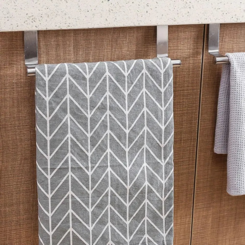 Towel Rack Over Door Towel Bar Hanging Holder Stainless Steel Bathroom Kitchen Cabinet Towel Rag Rack Shelf Hanger Tool