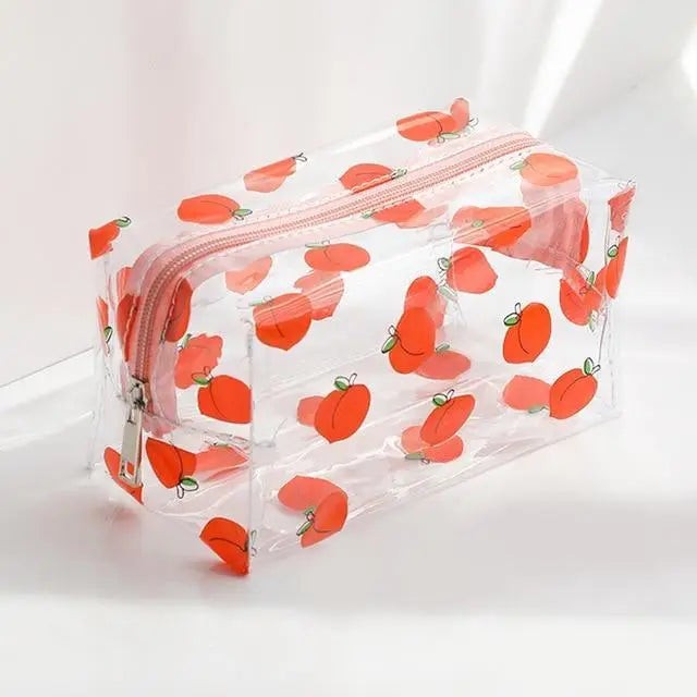 Transparent Flower Print Pencil Case For Students Classic Stationery Case Large Capacity Pencil Bag - 5 - STIL8777GFREW