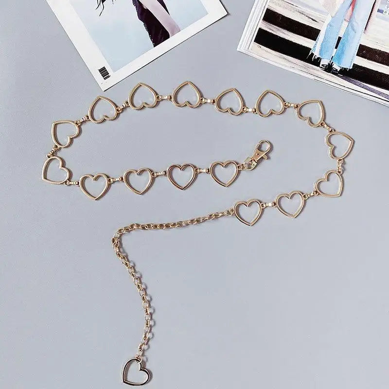 Trendy Heart Shaped Design Body Long Chain Ladies Belts Modern Metal Waist Chain Love Belts For Women - STEVVEX Fashion - 702, adjustable belt, belt, belt for girls, belt for women, belts, body link belt, chain belt, charming belt, classic belt, elegant belt, fashion belt, heart chain belt, hollow heart belt, long tassel belt, new design belt, party belt, trendy belt, unique belt, women belt - Stevvex.com