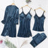 2021  Trendy New Four Pieces Warm Winter Pajamas Sets Women Sexy Lace Robe Pajama Sleepwear Suit Sleeveless Nightwear - Treko - 2021 pajamas, 2021 trends, birthday gifts, comfortable pajamas, family set pajamas, fashion 2021, fashionable pajamas, new trend 2021, pajamas 2021, pajamas for women, trends 2021, trendy pajamas, trendy pajamas 2021, trendy pajamas for women, winter pajamas, winter pajamas 2021, winter women pajamas, women pajamas- Stevvex.com