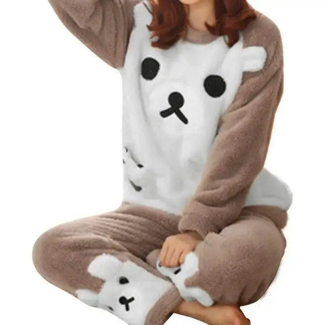 2021  Trendy Pajama Women Thick Flannel Warm Female Winter Pajama Set Long Sleeve Full Trousers Two Piece Pajamas Animal Cartoon Pajamas - Treko - 2021 trends, birthday gifts, comfortable pajamas, fashion 2021, fashionable pajamas, new trend 2021, pajamas, pajamas 2021, pajamas for women, pajamas set, trends 2021, trendy kids pajamas, trendy pajamas, trendy pajamas 2021, trendy pajamas for women, winter women pajamas, women pajamas- Stevvex.com