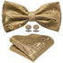 Trendy Patterned Silk Jacquard Plaid Bowtie With Pocket Square And Cufflinks Set For Men Unique Butterfly Party Wedding