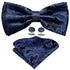 Trendy Patterned Silk Jacquard Plaid Bowtie With Pocket Square And Cufflinks Set For Men Unique Butterfly Party Wedding