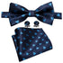 Trendy Patterned Silk Jacquard Plaid Bowtie With Pocket Square And Cufflinks Set For Men Unique Butterfly Party Wedding